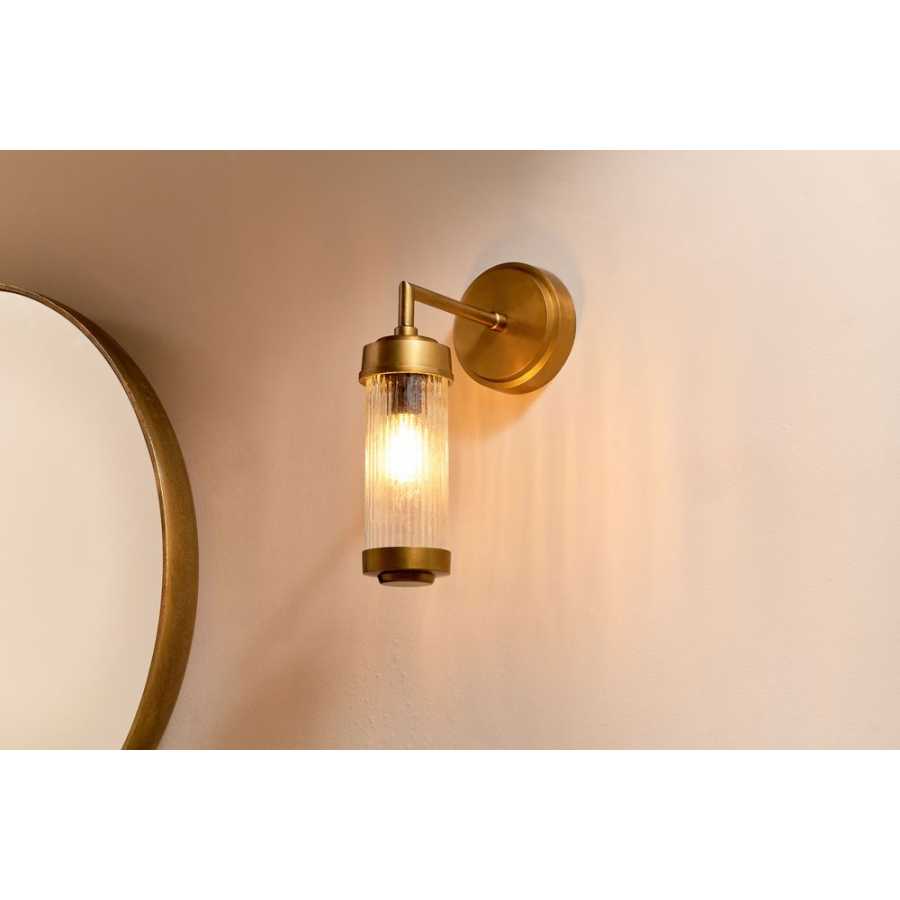 Nkuku Akurdi Outdoor Wall Light Brass Ribbed Glass